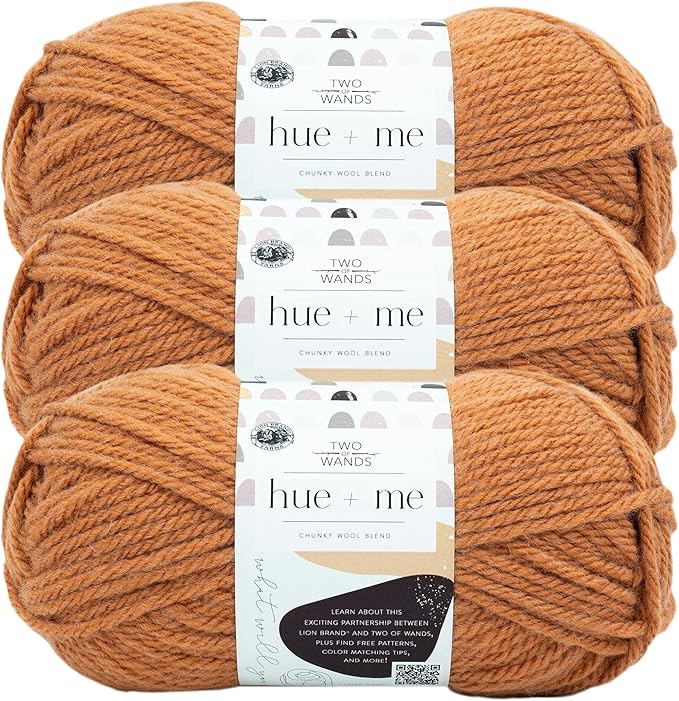 Lion Brand Yarn, Hue + Me Chunky Yarn for Crocheting, Knitting, and Crafts, Grapefruit, 3 Pack