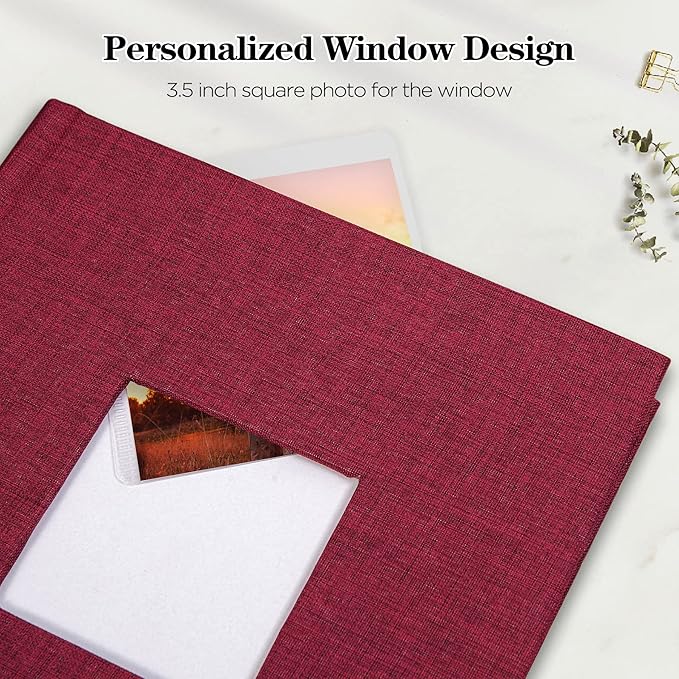 Mublalbum Photo Album 4x6 300 Photos Linen Cover with Memo Areas Photobook Pictures Book for Wedding Family Baby and Vacation (Red)