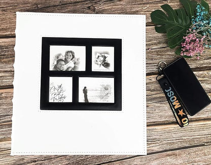 RECUTMS Photo Album Self Adhesive Magnetic DIY Scrapbook 60 Pages 13.3 x 13.4 (Inches) Accommodate 8X10 6X8 5X7 4X6 Photo Wedding Album Memory Book (White)