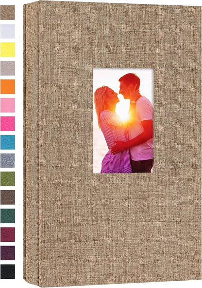 potricher Small Photo Album for 4x6 300 Photos Linen Cover Picture Book for Family Wedding Anniversary and Baby (Khaki)