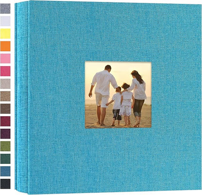 potricher Small Photo Album 4x6 200 Photos Linen Cover Picture Photo Book for Family Wedding Anniversary Baby Vacation (Blue,200 Pockets)