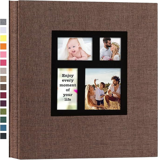 potricher Photo Album 4x6 1000 Photos Linen Cover Large Capacity Picture Albums for Family Wedding Anniversary Baby Vacation (Brown)