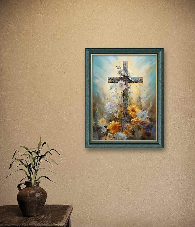 Leczany Cross Stitch Stamped Kit for Beginner - Birds and Crosses | DIY Embroidery Starter Patterns Craft Kit Needlepoint for Adults | 11CT, 3 Strands | 13x16.9 inches