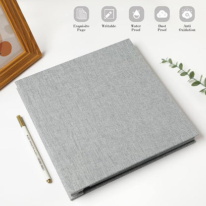 Spbapr Large Photo Album Self Adhesive Linen Cover Magnetic Scrapbook Album DIY Scrap Book 40 Black Sticky Pages for 3x5 4x6 5x7 8x10 Pictures with A Metal Pen