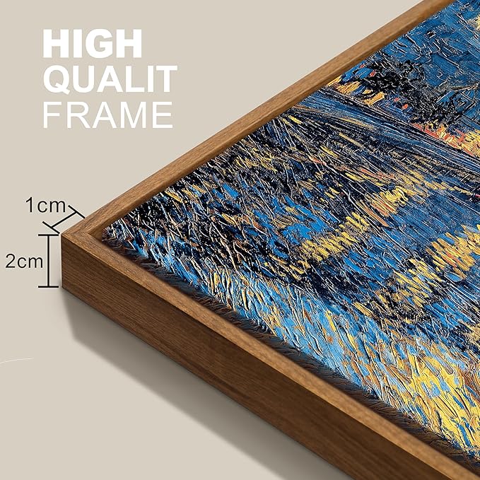 WENGTIAO Framed Canvas Wall Art of Starry Night Over The Rhone by Van Gogh Oil Paintings Famous Artist Reproduction Artwork Pictures Giclee Canvas Prints for Living Room Bedroom Study 16”x24”