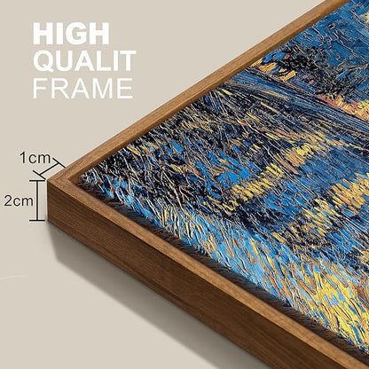 WENGTIAO Framed Canvas Wall Art of Starry Night Over The Rhone by Van Gogh Oil Paintings Famous Artist Reproduction Artwork Pictures Giclee Canvas Prints for Living Room Bedroom Study 16”x24”