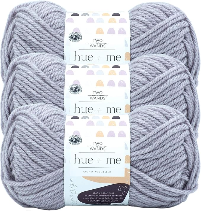 Lion Brand Yarn, Hue + Me Chunky Yarn for Crocheting, Knitting, and Crafts, Haze, 3 Pack