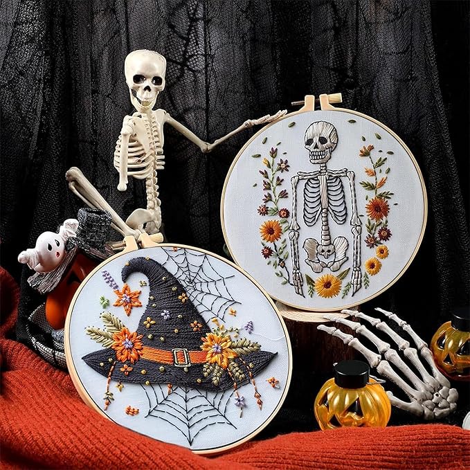QBQBQ DIY Embroidery Kit for Adults, Beginner Friendly Cross Stitch Art for Home Decor, Handmade Craft Kit, 6 Inch, Gothic