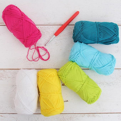 Threadart Crochet 100% Pure Cotton Size 2 Yarn Set | Spring Flower Colors | Pack of 6 Skeins Each 50 Grams | Fine #2 Yarn | 165 yds per Skein
