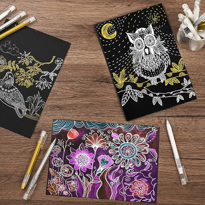 Gold Silver White Gel Pens - 0.6/1.0mm Extra Fine Point,White Ink Pens, Opaque Archival Ink Pen Set for Black Paper Art, Holiday Gifts & Bullet Journaling,Gel Pens for Artists, Card Making,Sketching