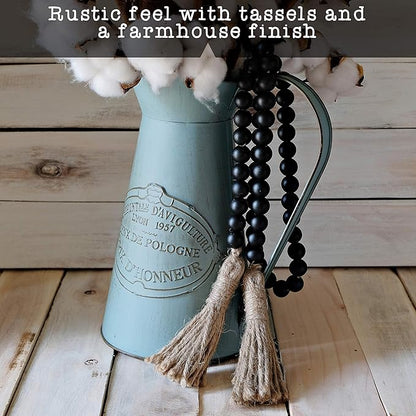 Boho Wood Decorative Beads & Tassel Garland Black