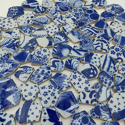 1.1 LB Porcelain Ceramic Mosaic Tiles,Broken Irregular Mosaic Tiles for DIY Craft Floor,Kitchen,Pool, Flower Pots Mosaic Making Supplies (Porcelain 02)