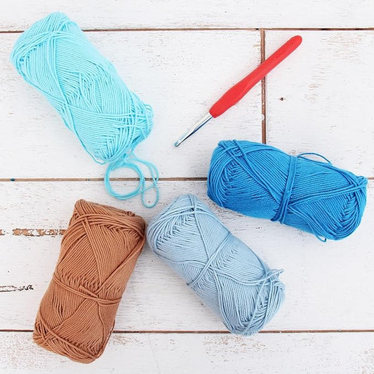Threadart Crochet 100% Pure Cotton Size 2 Yarn Set | Beach Vibe Colors | Pack of 4 Skeins Each 50 Grams | Fine Yarn | 165 yds per Skein