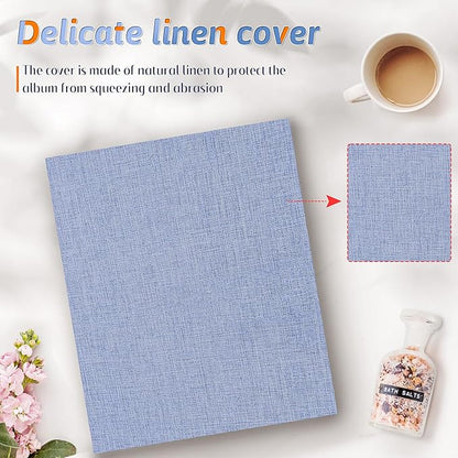 Popotop Photo Album 4x6 100 Pockets for Wedding Gifts,Linen Hardcover Picture Albums for Family Anniversary Baby Vacation Pictures