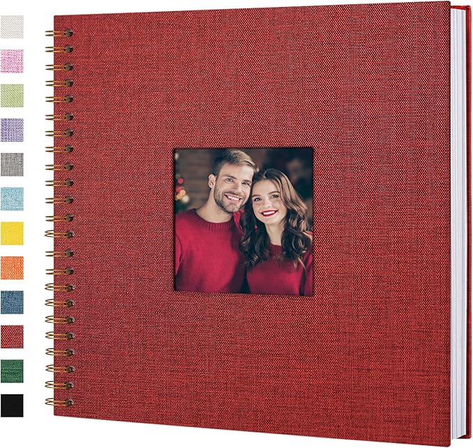 Yopih Linen Covered Scrapbook Photo Album, 12x12 Inches with Hardcover Kraft White Pages - Ideal for Travel, Wedding, Guest Book, Christmas, Baby Shower (40 Sheets/80 Pages)
