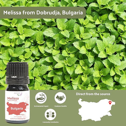 Nature Packaged Melissa Essential Oil - Direct from Bulgarian Sustainable Farms - Steam Distilled - Aceite Toronjil for Aromatherapy, Massage, Diffuser, DIY Candle and Soap Making - 8oz