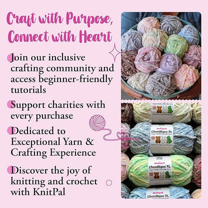 Chenillique XL Plush Chenille Yarn – 4-Pack (352 Yards / 400 g) – Variegated Super Bulky Yarn for Plushies, Blankets, Amigurumi & Accessories - Clouded Ink