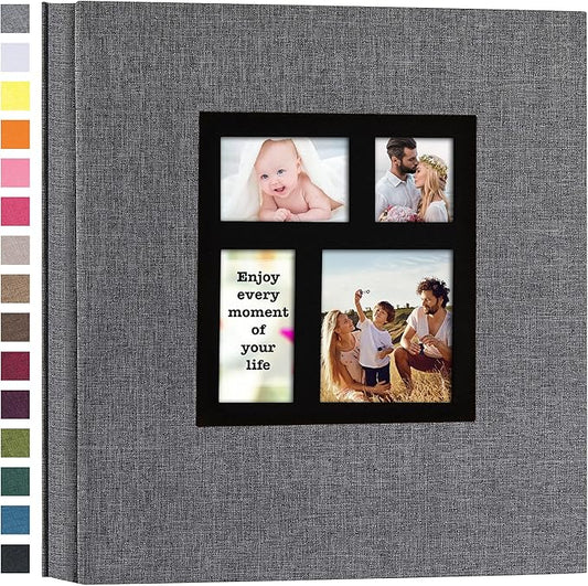 potricher Photo Album 4x6 1000 Photos Linen Cover Large Capacity Picture Albums for Family Wedding Anniversary Baby Vacation (Grey)