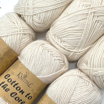 Cotton to The Core Cotton Yarn for Crocheting, 6-Pack (852 Yds / 300G), Free Patterns, Beginners Friendly - Soft Baby Yarn for Knitting - 3 DK Light Worsted Weight - Pearl White