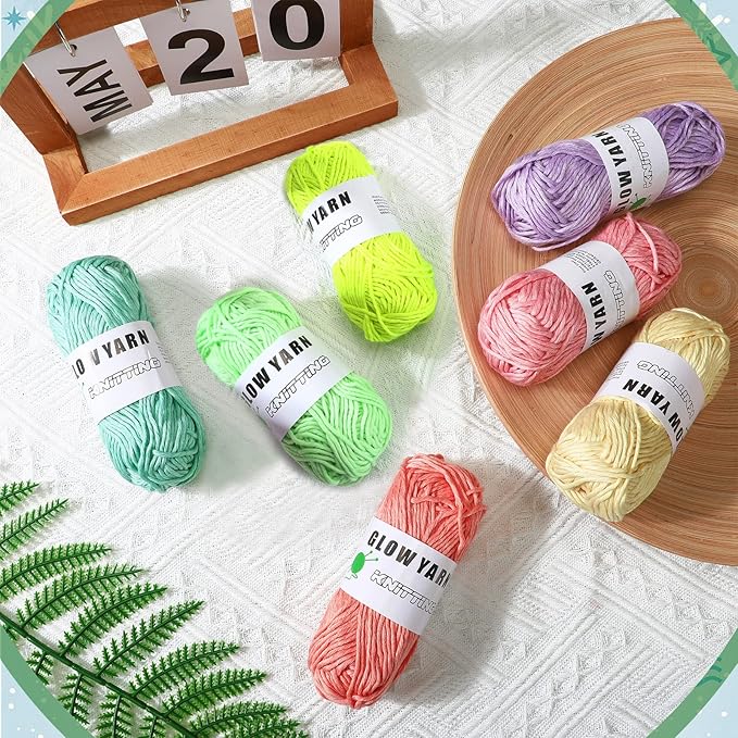 15 Rolls Glow in The Dark Yarn Luminous Knitting Crochet Yarn for Crocheting DIY Arts Glow in The Dark Party Supplies for DIY Arts Crafts Sewing, 820 yd Roll(Bright Color)