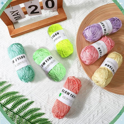 15 Rolls Glow in The Dark Yarn Luminous Knitting Crochet Yarn for Crocheting DIY Arts Glow in The Dark Party Supplies for DIY Arts Crafts Sewing, 820 yd Roll(Bright Color)