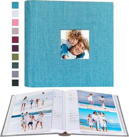 Mublalbum Photo Album 4x6 200 Photos Linen Cover with Memo Areas Photobook Pictures Book for Wedding Family Baby and Vacation (Blue)