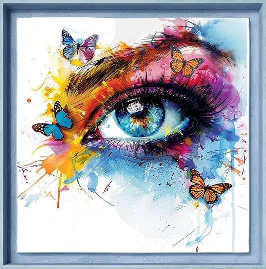 Leczany Cross Stitch Patterns Stamped Kit for Beginners | Embroidery Supplies DIY Craft Kit Needlepoint for Adults Starter | 11CT, 3 Strands | Eyeside Butterfly 16.5x16.5 inches