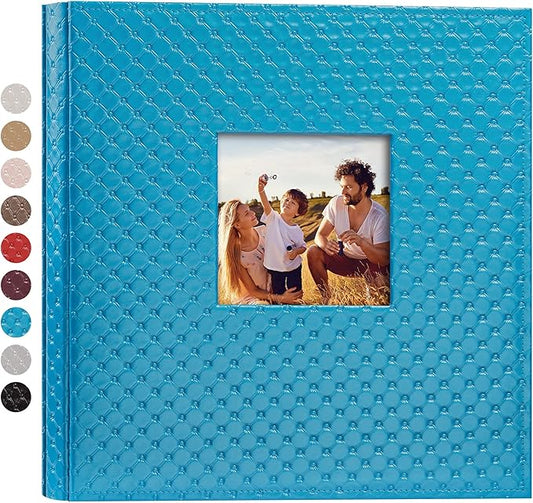 Mublalbum Leather Photo Album 4x6 1000 Photos Large Capacity Picture Book with Horizontal and Vertical Pockets for Baby Wedding Anniversary and Family (Blue)
