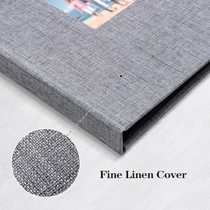 Mublalbum 2 Pack Small 4x6 Photo Album Linen Cover with Display Window Mini Picture Book Each Holds 52 Vertical Pockets for Artwork Postcards or Pictures Storage (Gray)