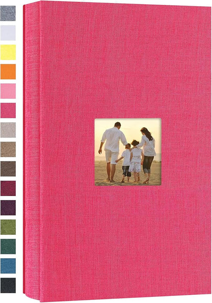 potricher Small Photo Album 4x6 300 Photos Linen Cover Picture Photo Book for Family Wedding Anniversary Baby Vacation (Rose Red,300 Pockets)