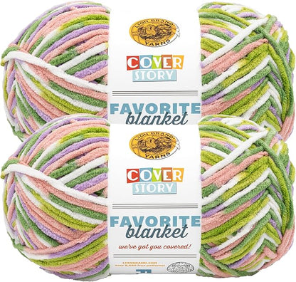 Lion Brand Yarn, Cover Story Favorite Blanket Yarn for Knitting and Crochet, 223 Yards, Bloom, 2 Pack