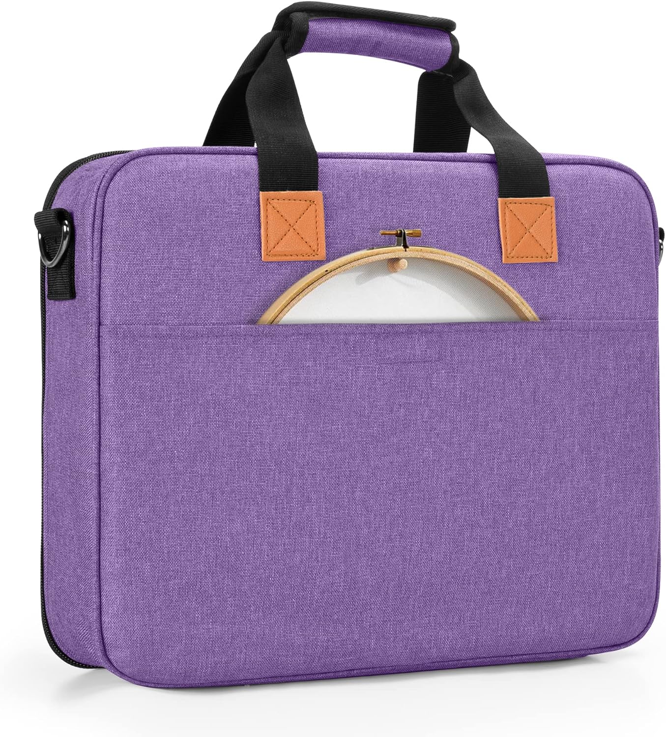 Luxja Embroidery Project Bag with Compartments & Shoulder Strap (Purple)
