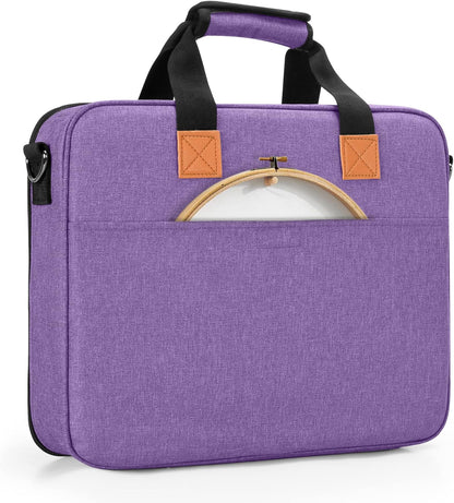 Luxja Embroidery Project Bag with Compartments & Shoulder Strap (Purple)