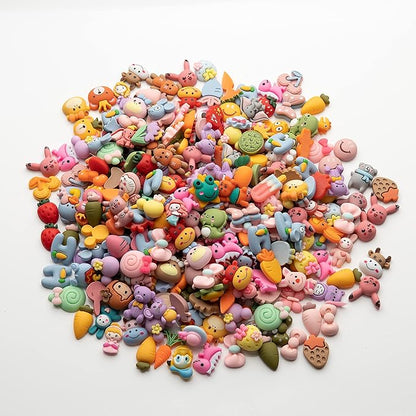 Slime Charms Cartoon Animal and Fruit Cute Set - Mixed Lot Assorted Fruit Resin Flatback Cute Sets for DIY Crafts Making,Decorations,Scrapbooking,Embellishments,Hair Clip 100pcs