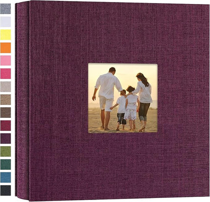potricher Small Photo Album 4x6 200 Photos Linen Cover Picture Photo Book for Family Wedding Anniversary Baby Vacation (Purple,200 Pockets)