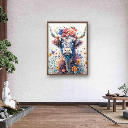 Leczany Cross Stitch Patterns Stamped Kit for Beginners | Embroidery Supplies DIY Craft Kit Needlepoint for Adults Starter | 11CT, 3 Strands | Flowers and Cattle 15.8x20.9 inches