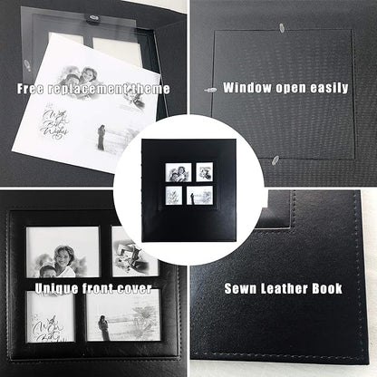 RECUTMS Photo Album Self Adhesive Magnetic DIY Scrapbook 60 Pages 13.3 x 13.4 (Inches) Accommodate 8X10 6X8 5X7 4X6 Photo Wedding Album Memory Book(Black)
