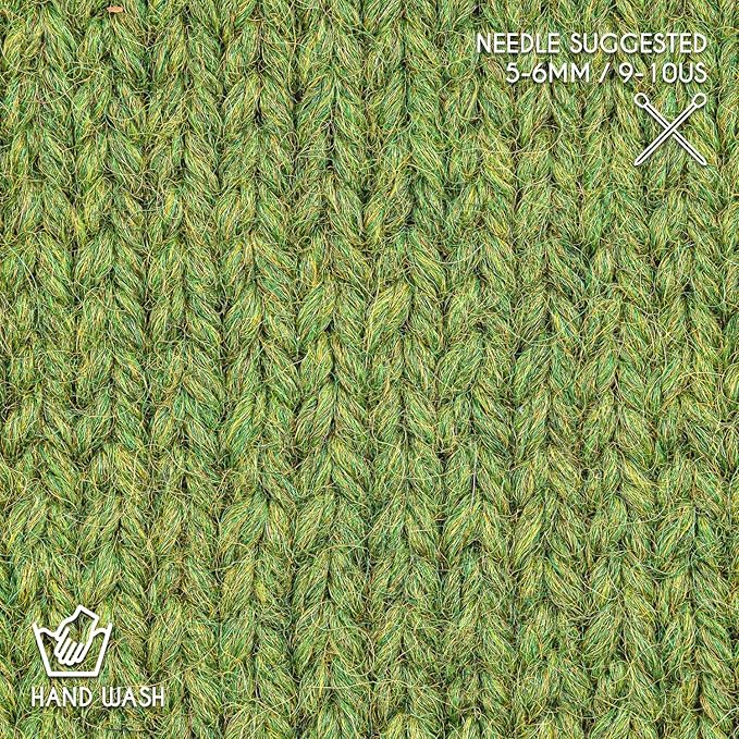 Bulky Set (6 x 1.75 oz) Super Soft Baby Alpaca Knitting Yarn Middle Green 328 Yards