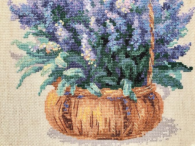 RIOLIS - French Lavender 1404, Cross Stitch Kits 9¾"x9¾, Cross Stitch Kits for Adults, Counted Cross Stitch Kits, Embroidery Kit for Beginners & Advanced, Floral Crossstitching Kits