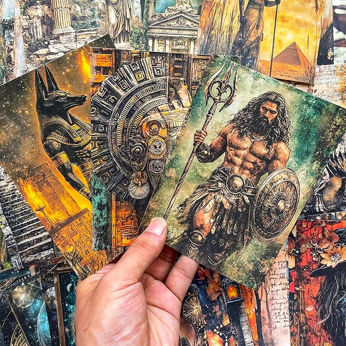 180 Sheets Vintage Adventure Scrapbook Paper Set – Ancient Civilizations, Dinosaurs, Astronomy, Greek, Mayan & Egyptian Decoupage Junk Journal Ephemera, Antique Aesthetic Collage Craft Supplies