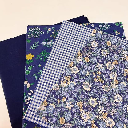 7Pcs 20" x 20" Cotton Fabric DIY Making Supplies Quilting Patchwork Fabric Fat Quarter Bundles DIY for Quilting Cotton Patchwork Cushions (Navy, 20" x 20")