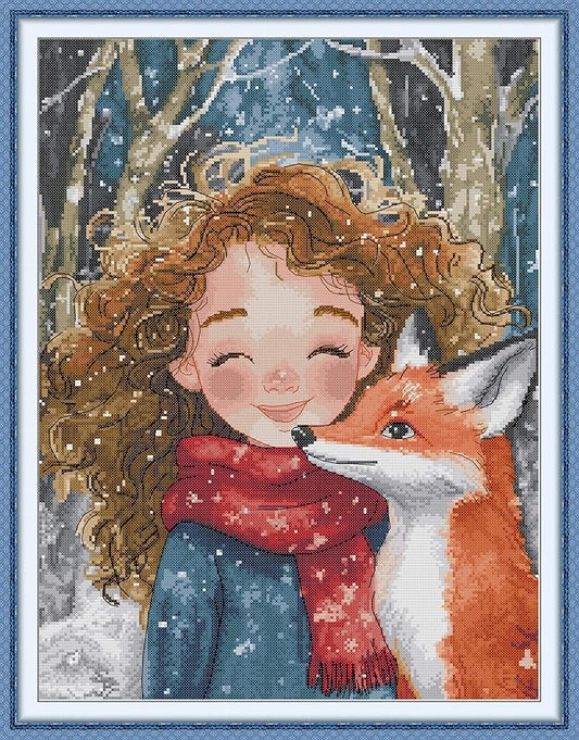 Threadhaven 16CT Stamped Cross Stitch Kit - Full Range Patterns for Adults, High - Definition Printing Embroidery Kit, Ideal for Beginners- My BFF. 14.1''×17.7''