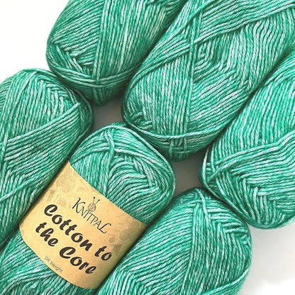 Cotton to The Core Cotton Yarn for Crocheting, 6-Pack (852 Yds / 300G), Free Patterns, Beginners Friendly - Soft Baby Yarn for Knitting - 3 DK Light Worsted Weight - Peacock Blue