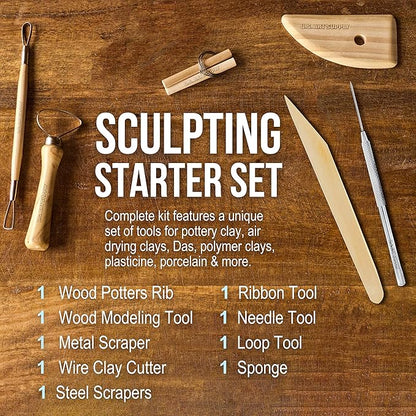 U.S. Art Supply Pottery & Clay Tools Set (12-Piece) - Includes Pottery Tools, Canvas Case for Sculpting, Ceramics, and Easy Storage & Transport