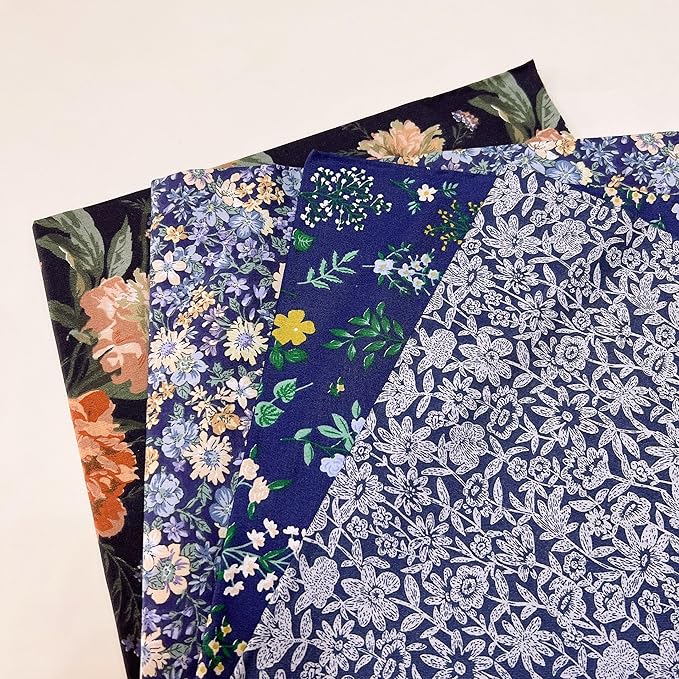 7Pcs 20" x 20" Cotton Fabric DIY Making Supplies Quilting Patchwork Fabric Fat Quarter Bundles DIY for Quilting Cotton Patchwork Cushions (Navy, 20" x 20")