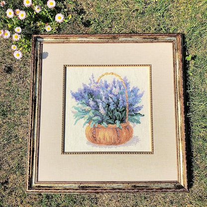 RIOLIS - French Lavender 1404, Cross Stitch Kits 9¾"x9¾, Cross Stitch Kits for Adults, Counted Cross Stitch Kits, Embroidery Kit for Beginners & Advanced, Floral Crossstitching Kits
